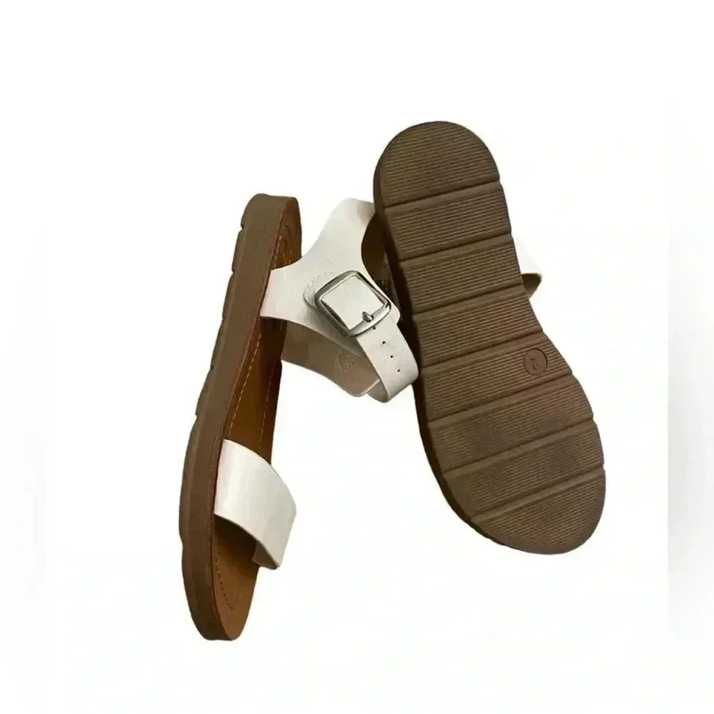 Cat & Jack White Ankle Straps Adjustable Girls Flat Sandals Casual Sz 2